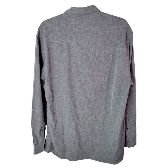 Akwa Mens Sz L Gray Solid Long Sleeve Button Down Work Shirt - Picture 6 of 11